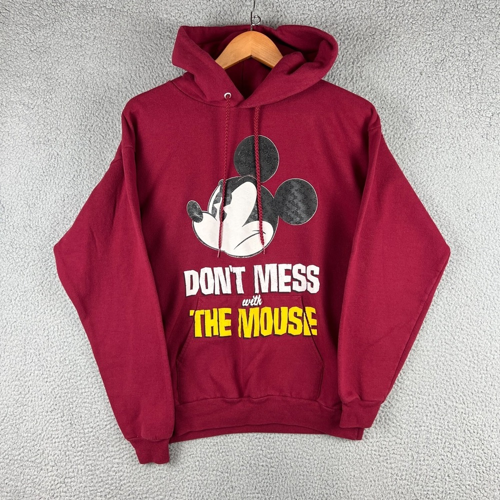 Mickey Mouse Hoodie Adult Medium Red Dont Mess With‎ The Mouse Walt Disney World
